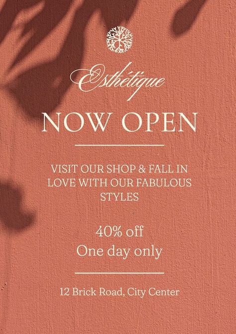 Shop now open poster template, editable text and design | premium image by rawpixel.com / pattadon puttason Now Open Poster, Border Aesthetic, Aesthetic Shadow, Open Shop, Best Templates, Now Open, Poster Template, Social Media Template, Design Resources