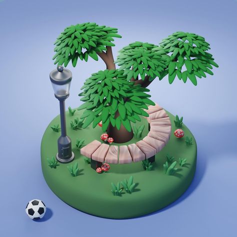 Environmental Art, Park Diorama, Poly Art, Garden Growing, Children Park, Digital Creator, Low Poly Art, Getting Better, Blender 3d