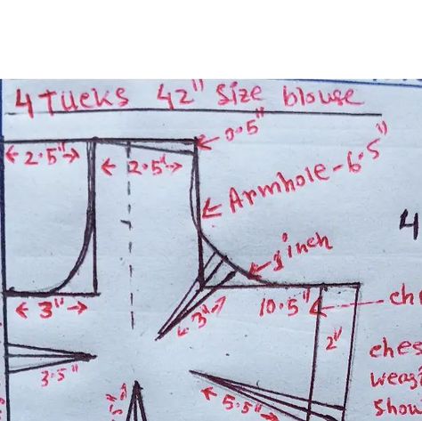 Reba Modak on Instagram: "#42"size blouse drafting#4tucksblousepattern #easysewingideas #easystitch #photo #instagram" Blouse New Pattern, Paneer Snacks, Blouse Neck Patterns, Simple Blouse Pattern, Blouse Tutorial, Easy Dress Sewing Patterns, Sewing Easy, Sewing Measurements, Sewing Pattern Book