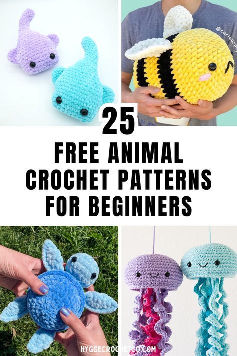 25 Free Crochet Animal Patterns for Beginners - Hygge Crochet Co. Free Easy Crochet Animal Patterns For Beginners, Free Crochet Animal Patterns For Beginners, Free Crochet Animal Patterns Easy, Crochet Zoo Animals, Beginner Crochet Animal Patterns Free, Quick And Easy Free Crochet Patterns, Easy Crochet Patterns Free Beginners Animals, Free Beginner Amigurumi Patterns, Easy Beginner Crochet Patterns Free