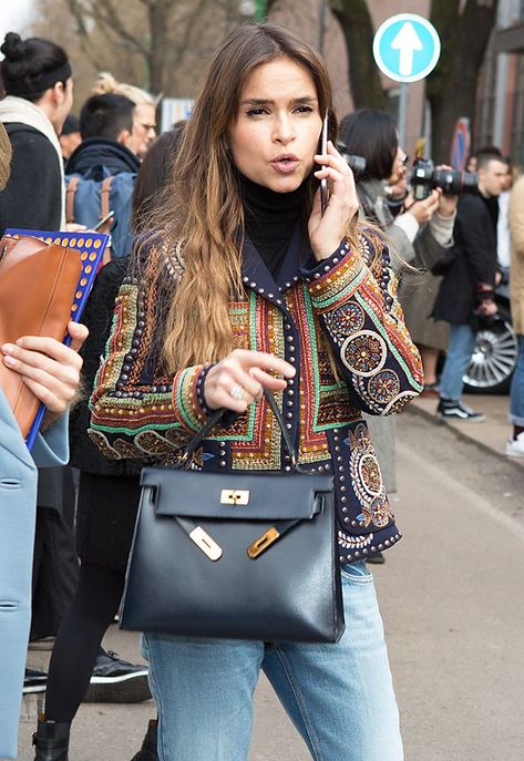 27 Celebs and the Bags They Carried to Milan Fashion Week Fall 2016 Anna Dello Russo, Miroslava Duma, Giovanna Battaglia, Sac Hermes Kelly, Kelly Bags, Celebrity Bags, Hermes Kelly Bag, It Bag, Kelly Bag