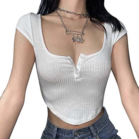 Natori Lawas's Amazon Page Tops Bonitos, Casual Summer Shorts, Y2k Streetwear, New Rock, Summer Crop Tops, Ribbed Crop Top, Streetwear Tshirt, Slim Fit Shorts, Crop Top Fashion