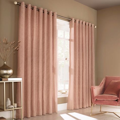 Pink Panel, Pink Curtains, Eyelet Curtains, Pink Living Room, Jacquard Design, Pleated Curtains, Room Darkening Curtains, Elegant Living, Elegant Living Room