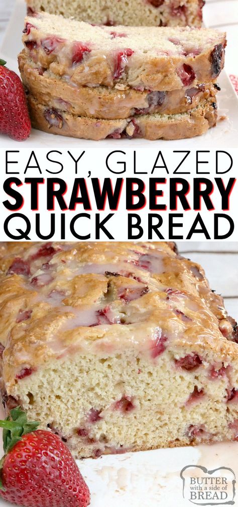 Strawberry Bread With Strawberry Glaze, Mom Desserts, Fall Breads, Strawberry Bread Recipe, Mini Breads, Filet Mignon Chorizo, Fruit Breads, Strawberry Bread Recipes, Easy Quick Bread