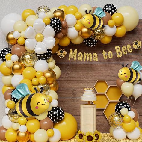 Bee Baby Shower Balloons, Bee Balloon Garland, Bee Baby Shower Theme Decoration, Crowns Royal, Bee Themed Gender Reveal, Bee Baby Shower Decoration, Bee Balloon, Baby Gender Reveal Party Decorations, Baby Shower Boho