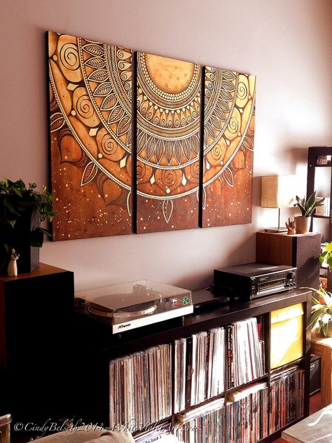 Drawing Tutorials, Mixed Media Canvas, Mandala Design Art, Mandala Painting, Dot Painting, A Living Room, Dots Art, Mandala Design, Mandala Art