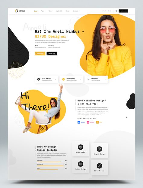 CV Portfolio WordPress Theme Cute Portfolio Design Layout, Ux Cv Design, Content Website Design, Cv Website Inspiration, About Me Portfolio Design, Blog Ux Design, Website Cv Design, Ux Portfolio Design Inspiration, About Me Template Website