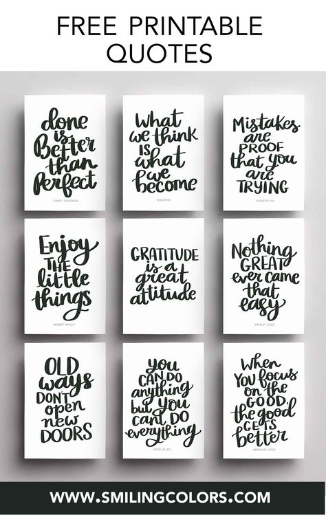 Colors Quotes Inspirational, Free Printable Wall Art Quotes, Free Printable Quotes, Printable Wall Art Quotes, Quotes To Motivate, Scrapbook Quotes, Printable Inspirational Quotes, Free Printable Wall Art, Black Color Hairstyles