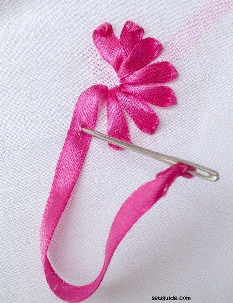 10 Ribbon Embroidery Flowers with silk/satin ribbons { Tutorials } - Sew Guide Ribbon Embroidery Flowers, Silk Ribbon Embroidery Tutorial, Sulaman Pita, Diy Lace Ribbon Flowers, Silk Ribbon Embroidery Patterns, Ribbon Embroidery Kit, Craft Flower, Ribbon Embroidery Tutorial, Tutorial Ideas