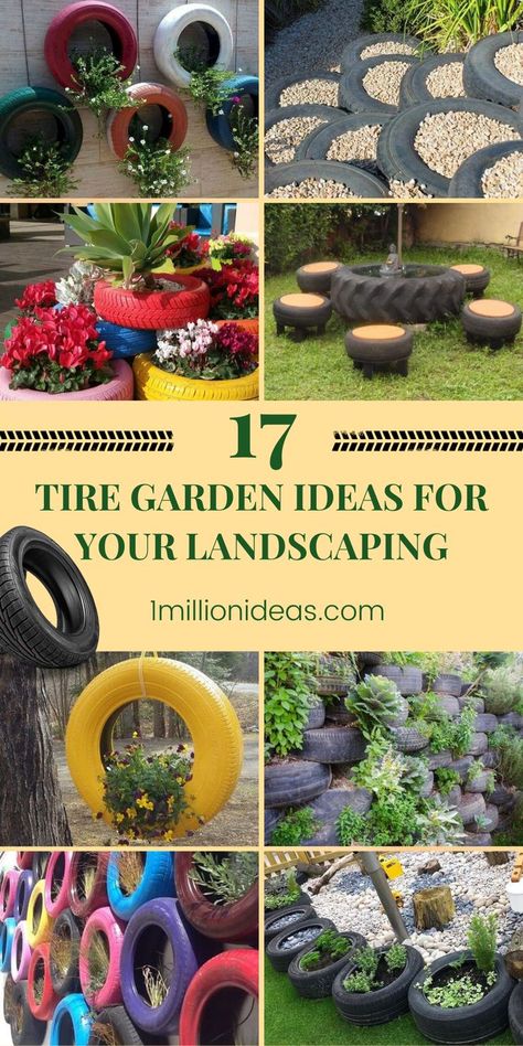 If you are a creative recycle lover, you should not miss our post today. This is the collection of 17 Tire Garden Ideas For Your Landscaping that we want to introduce today. You just add a little color correction, a few accessories, and a little creativity, you can turn old tires into great, convenient, and unique products. Tire Garden Ideas, Recycled Tyres Garden, Garden Ideas Using Old Tires, Old Tire Planters, Diy Yard Decor, Garden Blocks, Tire Garden, Tire Planters, Tire Art