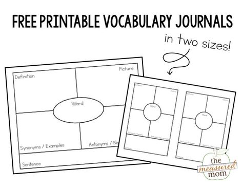 I'm always looking for new vocabulary journal ideas. I like these printable templates because they're simple, and students in both elementary and middle school can use them. #vocabularyactivities #firstgrade #secondgrade #thirdgrade #fourthgrade #fifthgrade Word Of The Week Worksheet, Vocabulary Graphic Organizers Elementary, How To Teach Vocabulary Elementary, Free Vocabulary Template, Vocabulary Template Free Printable, Vocab Worksheets, Vocabulary Activities Elementary, Vocabulary Activities Middle School, Math Vocabulary Activities