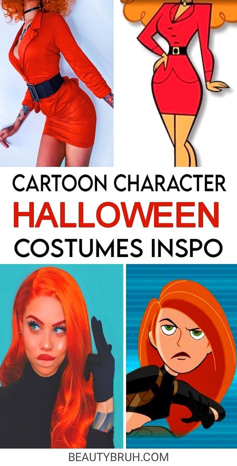 Halloween Costume Inspo based off your favorite cartoon character! #halloween Pepper Ann Costume, Duo Cosplay Ideas Female, Easy Comicon Costumes, Characters To Dress Up As For Halloween, Halloween Costumes Women Short Hair, Diy Cartoon Character Costumes Easy, Cartoon Character Dress Up Ideas, 90s Cartoons Costumes, Iconic Cartoon Couples Costumes