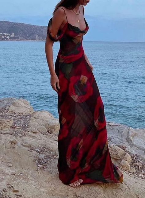 Tie Dye Mesh Maxi Dress Sidewalk Style Graphic Print Bodycon Dress Sleeveless Floral Tank Dress TIK Tok Fashion Dress School Outfit Women, Chic Maxi Dresses, Mesh Maxi Dress, Long Red Dress, Zebra Dress, Bodycon Maxi Dresses, 90s Fashion Outfits, Dresses By Length, Printed Bodycon Dress