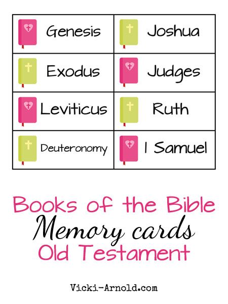 Books of the Bible Memory Cards: Old Testament {free printable} Books Of The Old Testament Printable, Free Printable Books Of The Bible Flash Cards, Books Of The Bible Printable Free, Awana Ideas, Free Bible Printables, Bible Homeschool, The Books Of The Bible, Bible Cards, Book Of The Bible