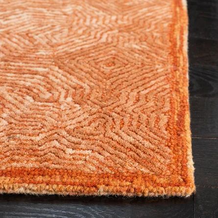 Ebern Designs Ahmora Abstract Handmade Tufted Wool Rust Area Rug | Wayfair Wool Cut, Ikat Rug, Rust Rug, Dorm Rugs, Modern Wool Rugs, Coloring Techniques, Square Area Rugs, Contemporary Bedroom Decor, Colouring Techniques