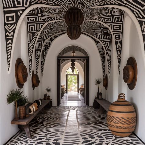 Baptiste Bohu Interiors, Tulum Interior Design, Afro Architecture, Baptiste Bohu, Perete Accent, Casa Fantasy, African Interior Design, African House, African Inspired Decor