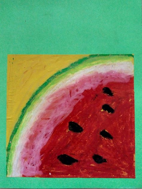 Croquis, Quick Oil Pastel Art, Simple Drawing Ideas Oil Pastels, Simple Oil Pastel Painting For Beginners, Watermelon Oil Pastel, Oil Pastel Drawings Easy For Beginners, Pastels Artwork Beginner, Drawing Ideas Oil Pastels Easy, Oil Pastel Art Ideas Inspiration Easy