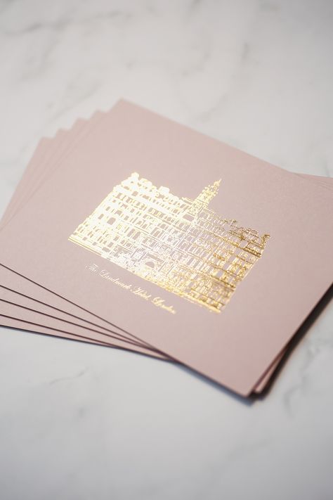 Foil Stamping Design, Gold Foil Stationery, Gold Foil Packaging, Cocktail Book Design, Gold Stationery, Foil Business Cards, Pink Business Card, Gold Foil Cards, Gold Foil Invitation