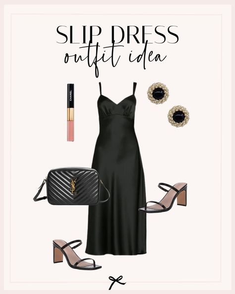 This black slip dress is the perfect look and style for the next formal event on your calendar. This form-fitting midi sleek slip dress is so chic but still modest and most importantly comfortable to wear. Accessorize with these black pearl stud earrings and black bag to finish the look. A slip dress is a must-have in any fashion forward wardrobe. Whether you’re aiming for a laid-back vibe or a more polished look, slip dresses offer endless possibilities. Black Slip Dress Outfit, How To Style A Slip Dress, Elegant Dresses Evening, Evening Dress Outfit, Atlanta Style, Black Dress Elegant, Slip Dress Outfit, Slip Dress Black, Atlanta Fashion
