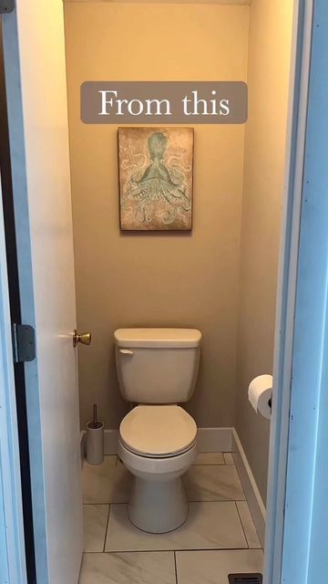 Small Toilet Decor, Homely Decor, Small Half Bathroom, Small Half Bath, Small Downstairs Toilet, Small Bathroom Inspiration, Half Bathroom Remodel, Toilette Design, Half Bathroom Decor