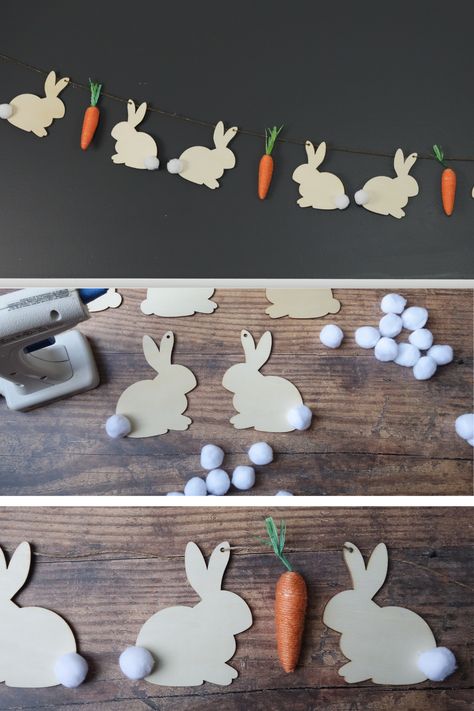 Hr Ideas, Dollar Tree Easter Crafts, Diy Easter Bunny, Easter Bun, Bunny Banner, Easter Outdoor, Easter Banner, Easter Garland, Soft Sculpture Dolls