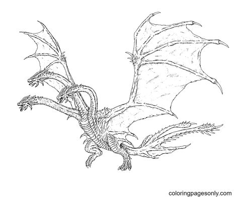 King Ghidorah Coloring Pages - Coloring Pages For Kids And Adults King Ghidorah Tattoo, Ghidorah Tattoo, Godzilla Vs King Ghidorah, Monster Verse, Cornell Notes Template, King Ghidorah, Godzilla 2014, Shiva Tattoo Design, Shiva Tattoo