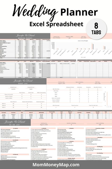 Purchase Wedding Planner Excel Spreadsheet - Pink and 1 other item Organisation, Wedding Planner Spreadsheet, Wedding Spreadsheet, Budget Expenses, Wedding Binder, The Wedding Planner, Reception Inspiration, Wedding 2025, Wedding Guest List