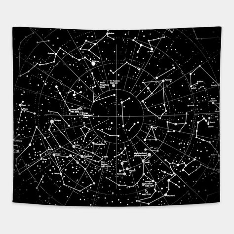 Astronomy Constellations Map -- Choose from our vast selection of tapestries to match with your desired size to make the perfect custom tapestry. Pick your favorite: Movies, TV Shows, Art, and so much more! Available in small, medium, large. Perfect for decorations in apartments, bedrooms, and dorm rooms. Astronomy Ceiling, Constellations Map, Uni House, Constellation Tapestry, Astronomy Constellations, Space Tapestry, Celestial Map, College Bedroom, Constellation Map