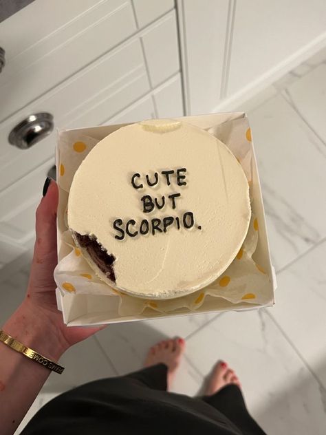 Funny 21 Bday Cake, Birthday Cake November, Funny Bento Cake Ideas, Simple Bday Cake Ideas, Scorpio Cake Birthdays Aesthetic, Birthday Cake Aesthetic Scorpio, November Cakes Birthday, Bento Cake Ideas For Birthday, Birthday Cake With Quotes