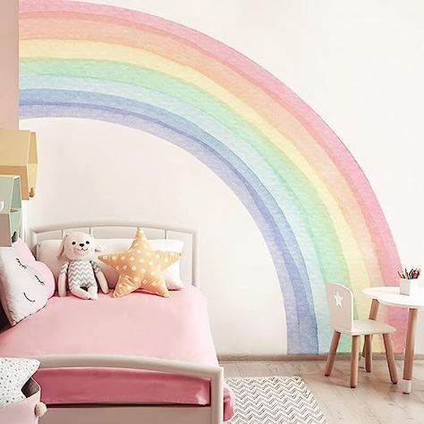 Watercolor Rainbow Wall, Rainbow Girls Room, Rainbow Wall Mural, Rainbow Room Kids, Rainbow Wall Decals, Rainbow Bedroom, Living Room Playroom, Rainbow Wall Decal, Rainbow Wall Decor