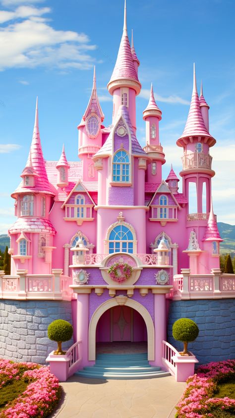 Craft magical outdoor adventures with our pink castle playset. Perfect for every budding princess, this outdoor-friendly set includes a pink princess playhouse, dollhouse, girls' tent, and delightful accessories. An enchanting play experience awaits. Fairy Tale Stories, Princess Playhouse, Barbie Castle, Castle Cartoon, Pink Wonderland, Prince Castle, Outside Playhouse, Castle Exterior, Deco Disney