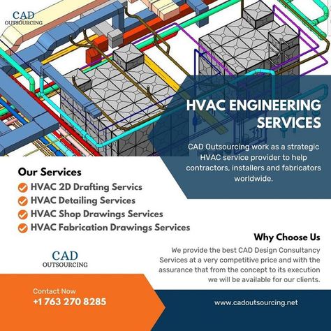 HVAC Engineering Outsourcing Services Provider - CAD Outsourcing Services Hvac Engineer, Hvac Design, Hvac Duct, Shop Drawing, Mechanical Room, Pipe Shop, Hvac Installation, Air Conditioning Services, Hvac Services