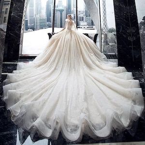 Wedding Dresses Lace Ballgown, Princess Bridal, Crystal Lace, Long Train Wedding Dress, Lace Ball Gowns, Princess Wedding Dress, Wedding Dress Fabrics, Wedding Dresses Photos, Chapel Train