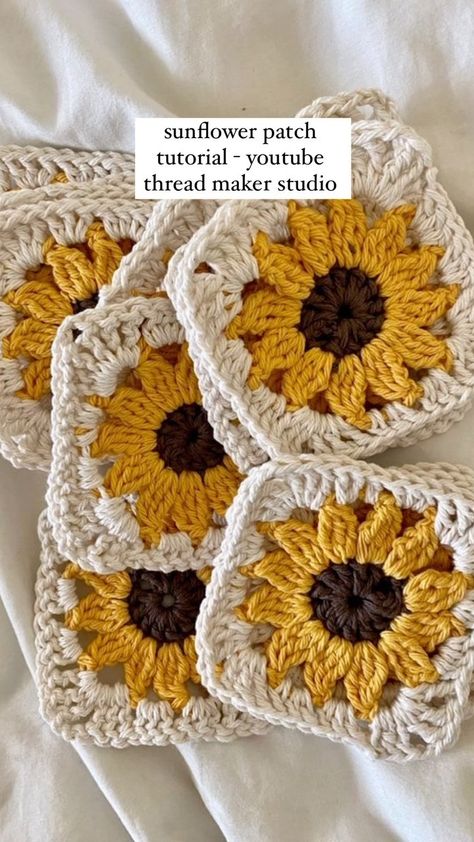 Here are some non-traditional granny squares you can make to give your work a one or a kind look. using these patches gives your work a… | Instagram Granny Squares, Amigurumi Patterns, Starburst Granny Square, Willow Square, Crop Top Cardigan, Maker Studio, Sunflower Patch, Crochet Pieces, Youtube Tutorials