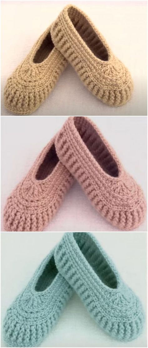 Crochet Fast And Simple Slippers - Crochet Ideas Crochet Projects Slippers, Crochet With 6 Yarn, Crochet Patterns Free Slippers, Free Pattern For Crochet Slippers, Slipper Pattern Crochet, Cute Crochet Slippers, Crochet Easy Slippers Free Pattern, Womens Crochet Slippers, Easy Crocheted Slippers