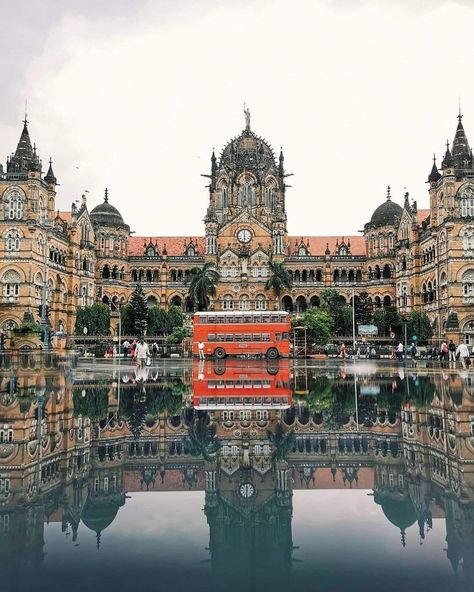 Perfect Monsoon Reflection of CSMT, Mumbai 😎😍🌧️🌧️ Csmt Mumbai, Monsoon Rain, City Of Dreams, Mumbai City, College Aesthetic, Meaningful Drawings, Stunning Photography, Dream City, Mumbai India