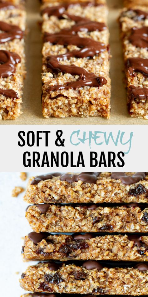 Granola Bar Recipe Healthy, Soft Granola, Bars Recipes Healthy, No Bake Granola Bars, Healthy Granola Bars, Baked Granola, Chewy Granola Bars, Granola Recipe Bars, Chewy Granola