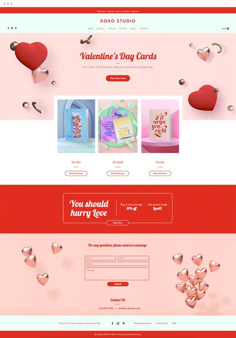 Santos, Online Valentine Cards, Valentines Banner, Online Store Website, Colorful Website, Love Website, Juice Bottle, Wix Website Templates, Valentine Banner