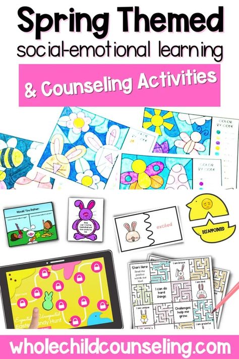 Easter Emotions Activities, Spring Sel Activities For Kids, Easter Social Emotional Activities, Easter Counseling Activities, Easter Therapy Activities, Spring Social Emotional Activities, Social Development Activities, Counseling Corner, Spring Worksheets