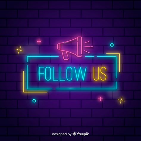 Neon follow us background Free Vector Online Shopping Ideas, Us Background, Joe Mazzello, Business Marketing Design, Logo Online Shop, Neon Signs Quotes, Youtube Banner Backgrounds, Motif Art Deco, First Youtube Video Ideas