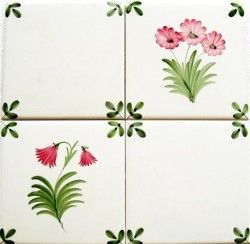 RYE POTTERY FLOWER TILES Hand Painted Tiles Kitchen, Wallpaper And Paint, Flower Tiles, Painted Bathroom, Quirky Kitchen, Pottery Flower, Hand Painted Tile, Painting Ceramic Tiles, Flower Tile