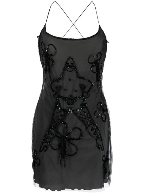 Curated by anna. Shop Gcds Patrick-embellished tulle mini dress. Flirty,Glamorous,Designer,Gcds Designer Black Mini Dress, Y2k Dresses Png, Celestial Themed Outfits, Black Designer Clothes, Black Performance Outfit, Y2k Black Dress, Black Couture Dress, Grey Mini Dress, Png Fashion