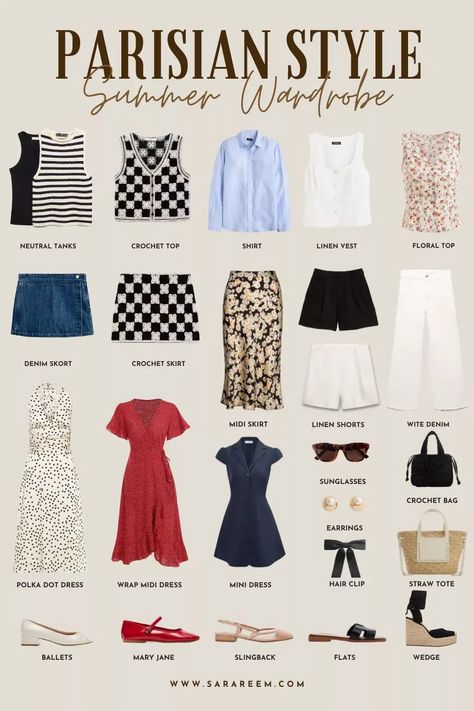 Parisian Girl Style, French Girl Style Spring 2024, Parisian Chic Summer Outfits, French Women Style Outfits Parisian Chic, French Woman Aesthetic Outfit, French Capsule Wardrobe 2023 Summer, French Style Outfits Summer, Capsule Wardrobe Parisian, Summer French Outfits Parisian Chic