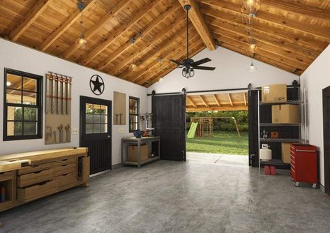 2020 Garage Updates You Can Do While Quarantined– Hunter Fan Garage Ceiling Fan, Garage Design Interior, Garage Update, Finished Garage, House Makeovers, Garage Renovation, Garage Door Design, Garage Remodel, Modern Garage