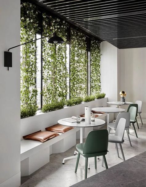 Garden Wall Designs, Sustainable Interior Design, Design City, Interior Design Minimalist, Cafe Shop Design, Biophilic Design, Coffee Shops Interior, Business Style, Cafe Interior Design