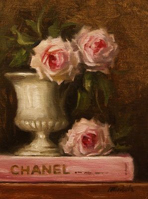 Book And Flower Painting, Oil Painting Aesthetic Landscape, Things To Oil Paint, Flowers In Oil Painting, Old Money Painting Ideas, Coquette Oil Painting, Couqutte Paintings, Simple Elegant Paintings, Vintage Oil Painting Aesthetic