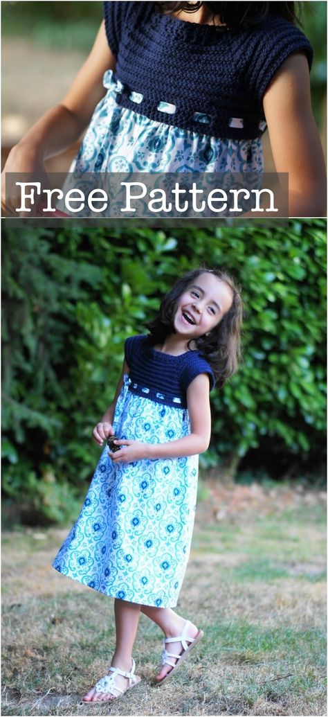 DSC07199-down Tela, Crochet And Fabric, Crochet Dress Girl, Toddler Dress Patterns, Crochet Top Dress, Crochet Dress Pattern Free, Crochet Summer Dresses, Black Crochet Dress, Fabric Sewing Patterns