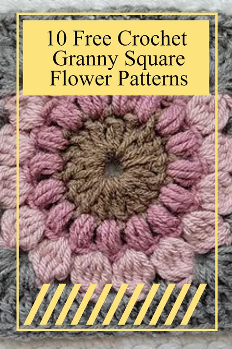 Create beautiful, vibrant granny squares with our free crochet flower patterns! With our step-by-step instructions, you can create ten colorful flower shapes, including daisy, tulip, and poinsettia, to bring warmth and life to your crafting. Each flower pattern is easy to make and small enough to fit in any project – make them into a vibrant afghan, adorn a clothing item, or decorate your home with a beautiful arrangement. Mandalas, Crochet Flower Granny Square Pattern, Granny Square Pattern Free, Diy Crochet Flowers, Crochet Flower Squares, Granny Square Haken, Flower Granny Square, Granny Square Crochet Patterns, Granny Square Crochet Patterns Free