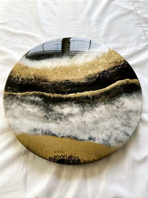 Excited to share this item from my #etsy shop: Luxury Resin Black White & Gold Lazy Susan/ Epoxy White Black Gold Rotating Tray 18, 24, 30 inches/ Round Gold Black White Resin Lazy Susan Round Resin Tray, Resin Lazy Susan, Resin Beach, Beach Ideas, Gold Vinyl, Round Tray, Extreme Heat, Resin Table, Black White Gold