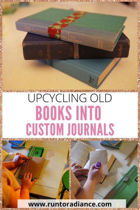 Diy Journal From Old Book, Upcycling, Diy Journal Cover Design, Diy Bookbinding Easy, How To Make A Notebook, Books For Journaling, How To Make Notebooks, Recycled Book Crafts, Homemade Notebook
